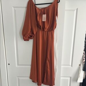 Missguided+ One Shoulder Rust Dress